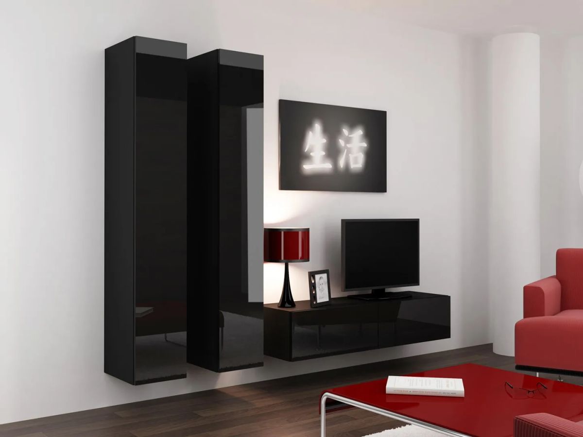 Cama Living room cabinet set VIGO 9 black/black gloss