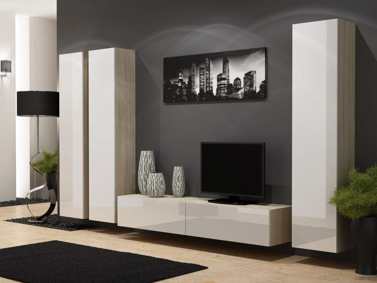 Cama Living room cabinet set VIGO 1 black/sonoma gloss