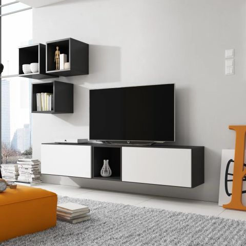 Cama living room furniture set ROCO 8 (2xRO3 + 4xRO6) black/black/white