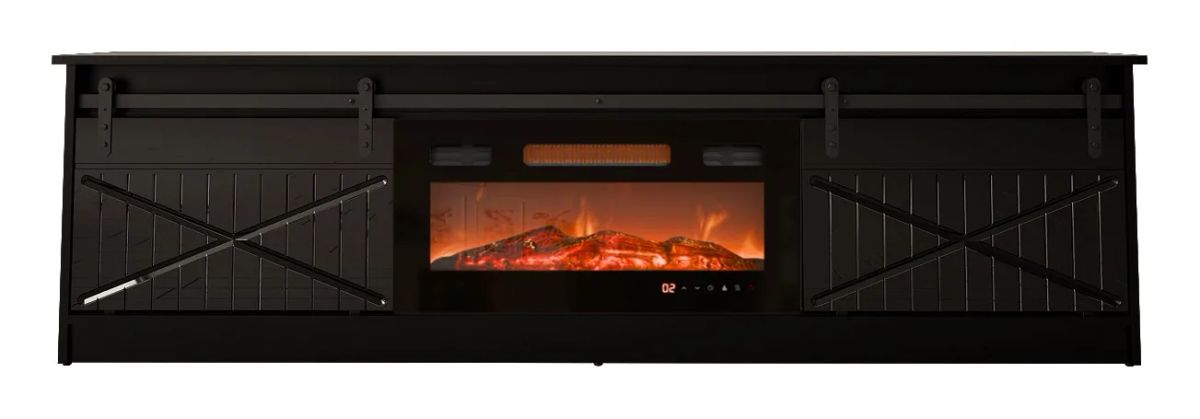 RTV GRANERO + fireplace cabinet 200x56.7x35 black/black gloss
