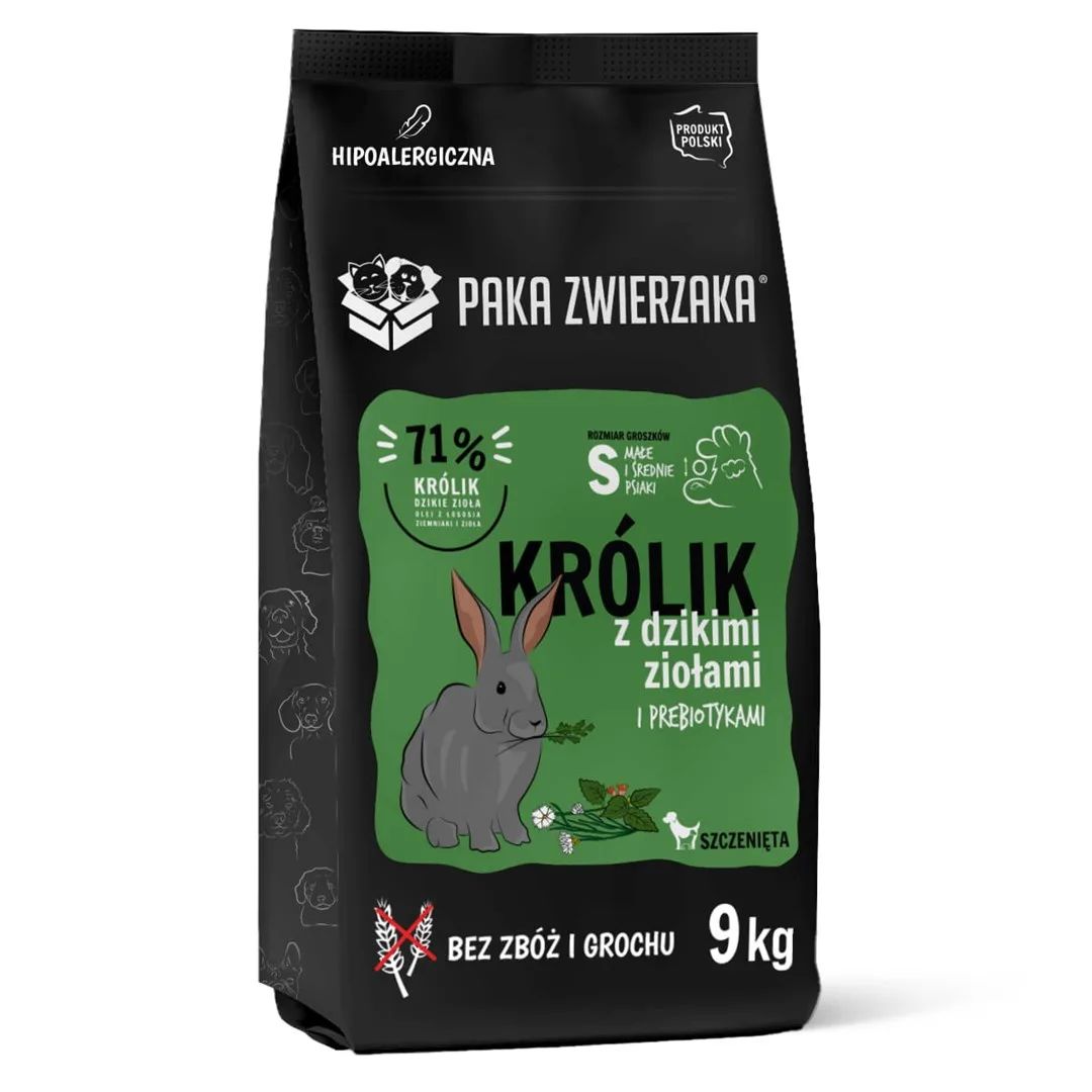 PAKA ZWIERZAKA Puppy Rabbit with wild herbs S - dry dog food - 9kg