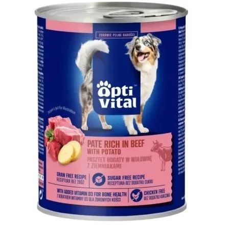 OPTIVITAL Pork pâté, rich in beef and potatoes - wet dog food - 400g