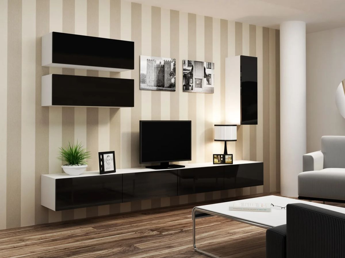 Cama Living room cabinet set VIGO 13 white/black gloss