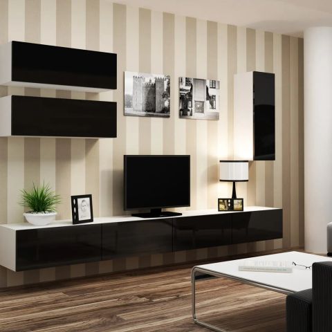 Cama Living room cabinet set VIGO 13 white/black gloss