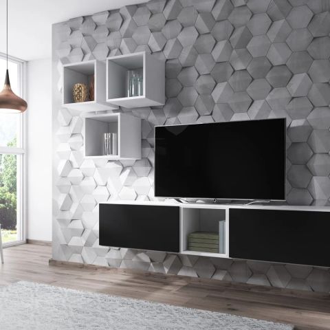 Cama living room furniture set ROCO 8 (2xRO3 + 4xRO6) white/white/black