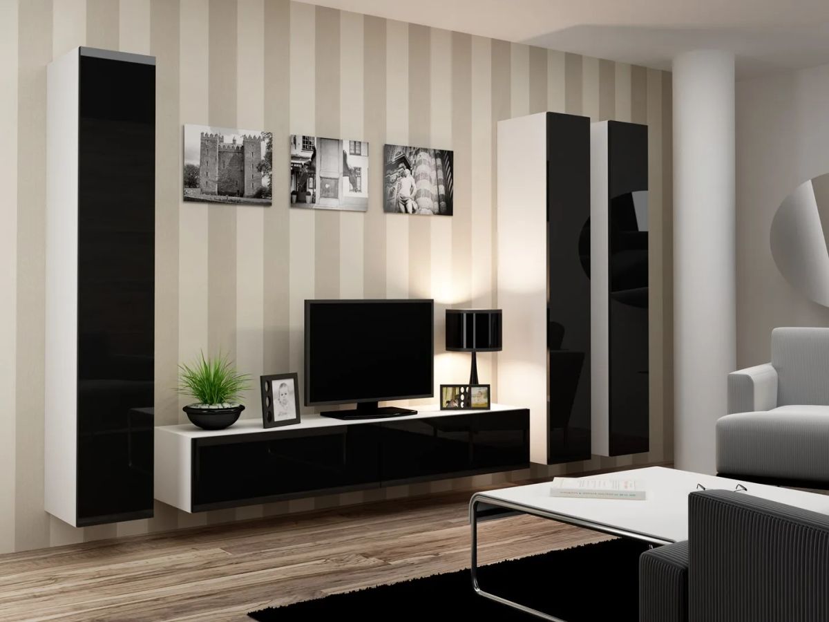 Cama Living room cabinet set VIGO 1 white/black gloss