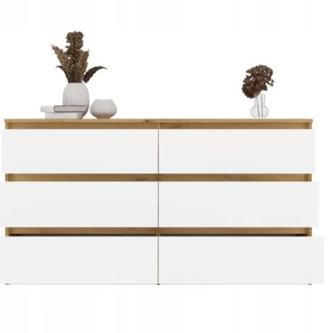 M6 MALWA CHEST OF DRAWERS 140 CM 6 DRAWERS OAK ARTISAN/WHITE