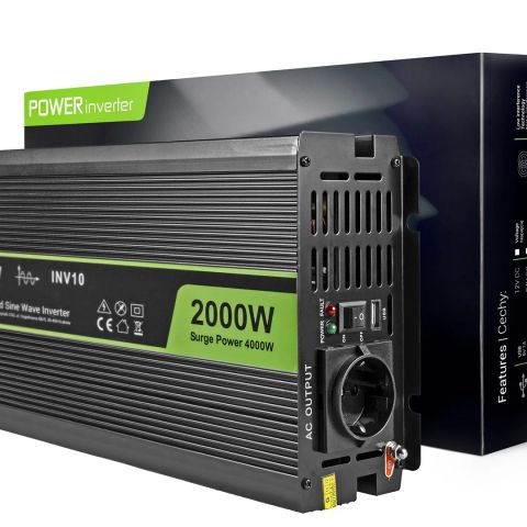 Green Cell INV10 power adapter/inverter Auto 2000 W Black