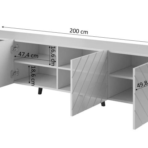 RTV cabinet ABETO 200x42x52 black glossy