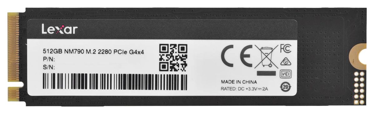 SSD|LEXAR|NM790|512GB|M.2|PCIe Gen4|NVMe|Write speed 4400 MBytes/sec|Read speed 7200 MBytes/sec|2.45mm|TBW 500 TB|MTBF 1500000 hours|LNM790X512G-RNNNG