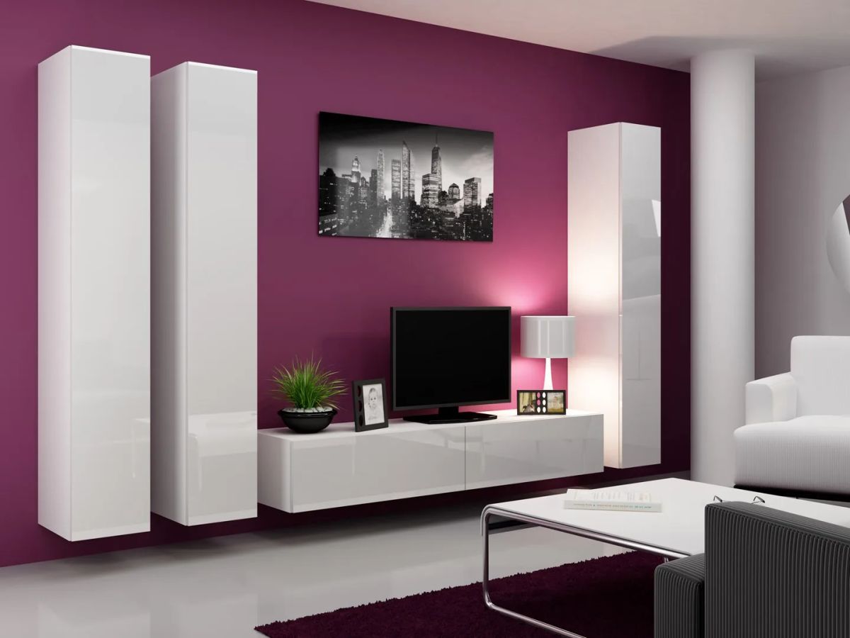 Cama living room cabinet set VIGO 1 white/white gloss