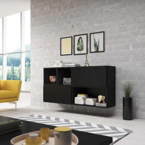 Cama living room furniture set ROCO 15 (RO4+2xRO3+2xRO6) black/black/black
