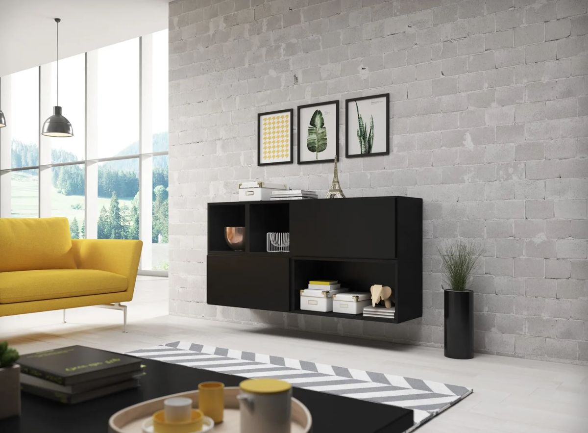 Cama living room furniture set ROCO 15 (RO4+2xRO3+2xRO6) black/black/black