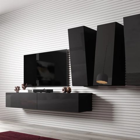 Cama Living room cabinet set VIGO SLANT 1 black/black gloss