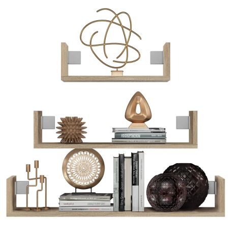 Topeshop MOBI 3P SONOMA shelve Floating shelf Wall mounted Particle board Oak