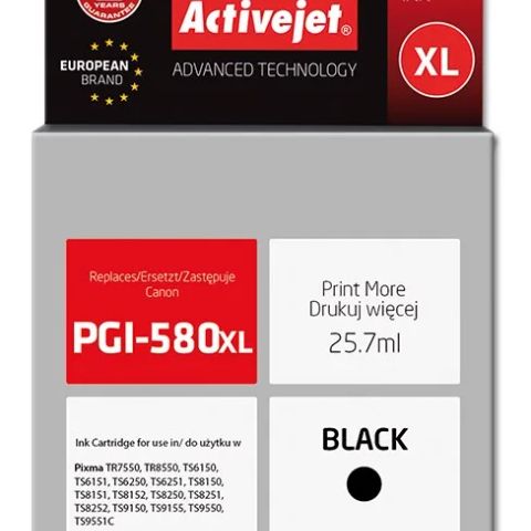 Activejet ACC-580BNX ink (replacement for Canon PGI-580XLBk; Supreme; 25.7 ml; black)