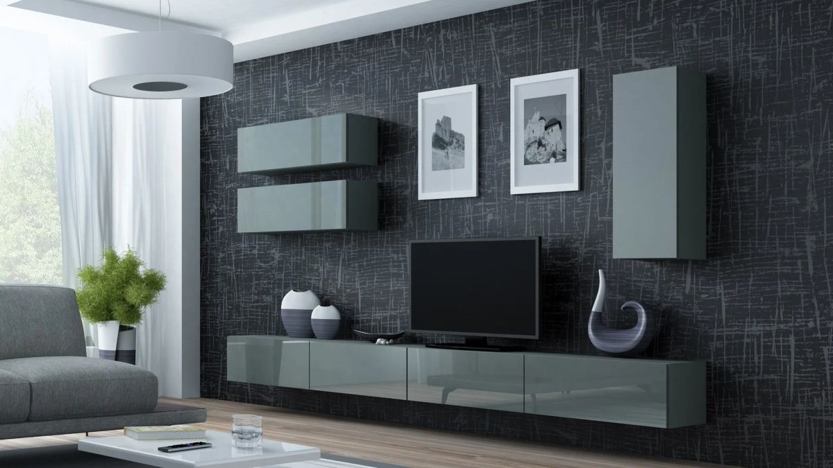 Cama Living room cabinet set VIGO 13 grey/grey gloss
