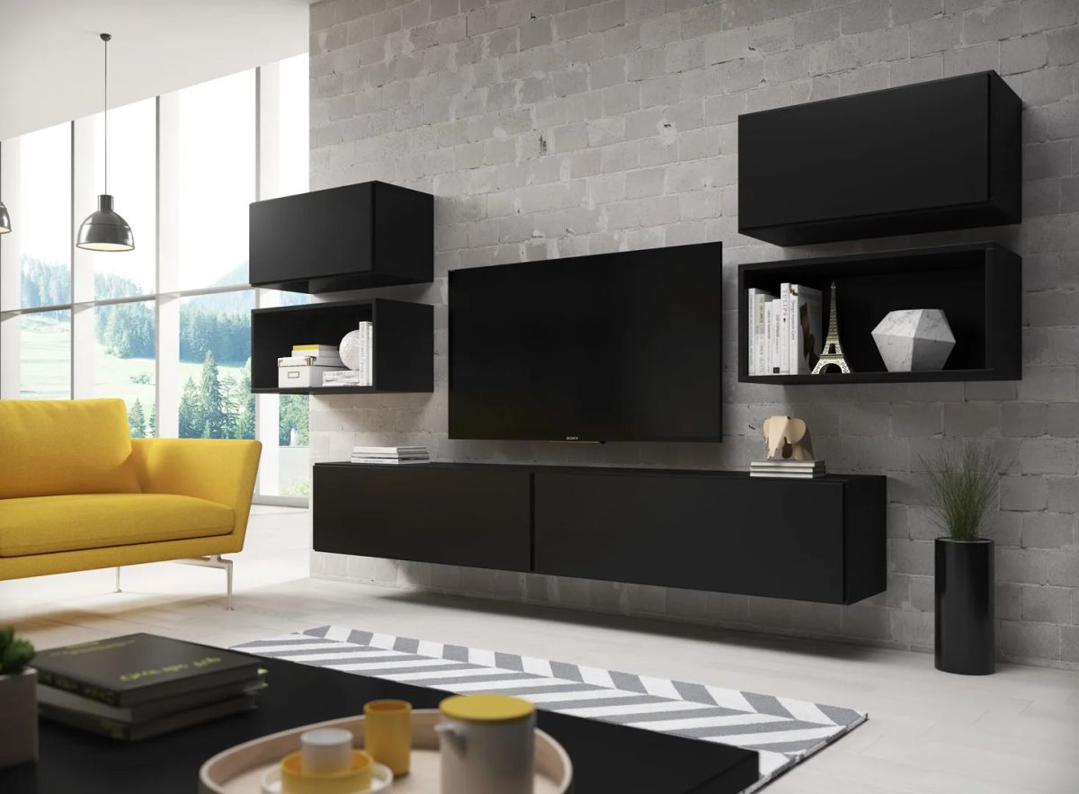 Cama living room furniture set ROCO 3 (2xRO3+2xRO4+2xRO1) black/black/black