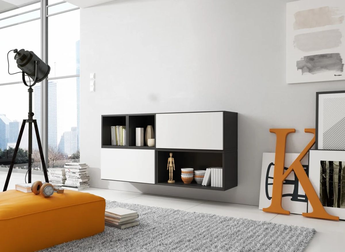 Cama living room furniture set ROCO 15 (RO4+2xRO3+2xRO6) black/black/white