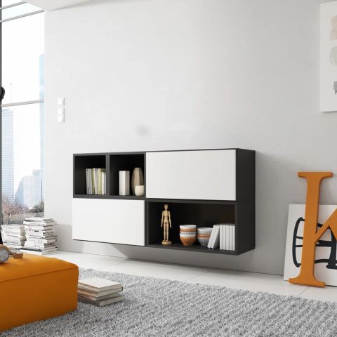 Cama living room furniture set ROCO 15 (RO4+2xRO3+2xRO6) black/black/white
