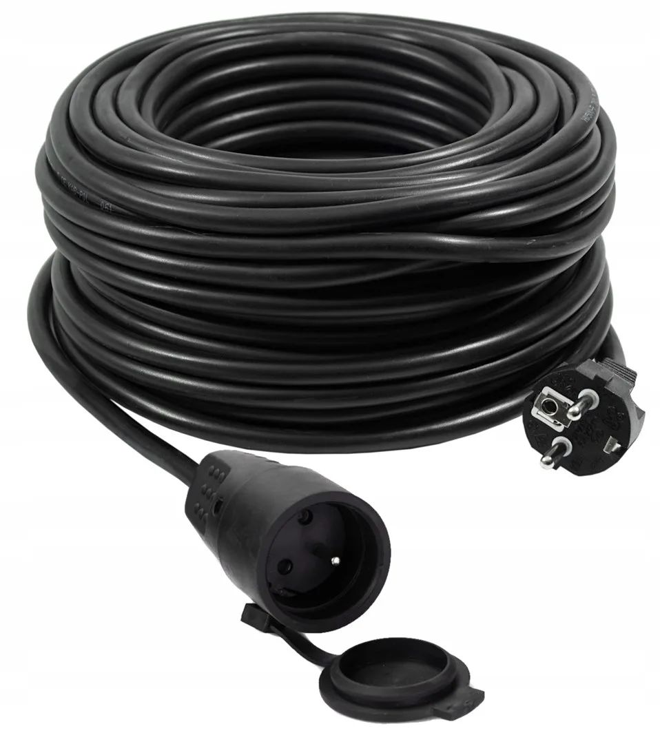 VERTEX PZO50M Retractable extension cable 50 m 3x2,5 mm Black