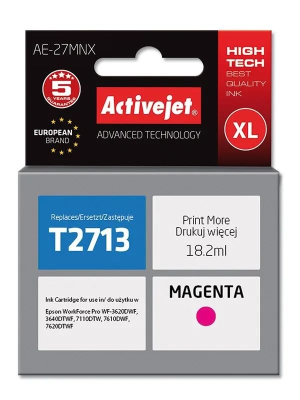 Activejet AE-27MNX Ink (replacement for Epson 27XL T2713; Supreme; 18 ml; magenta)