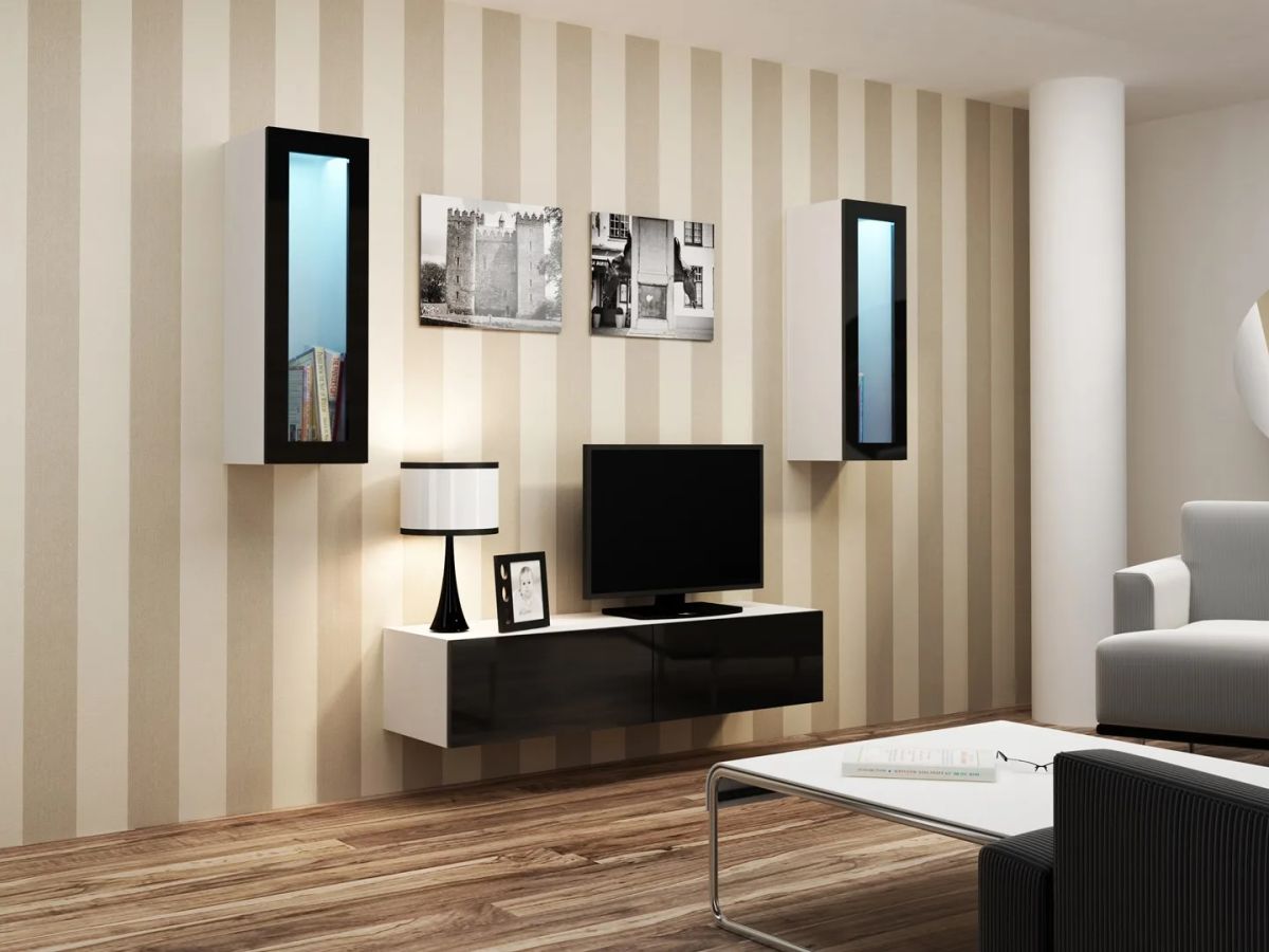 Cama Living room cabinet set VIGO 8 white/black gloss