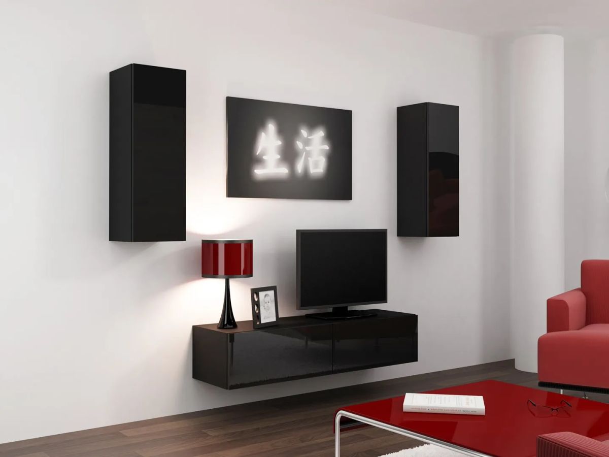 Cama Living room cabinet set VIGO 7 black/black gloss