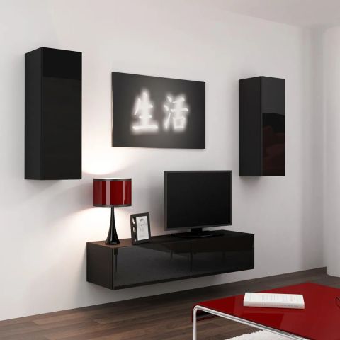 Cama Living room cabinet set VIGO 7 black/black gloss