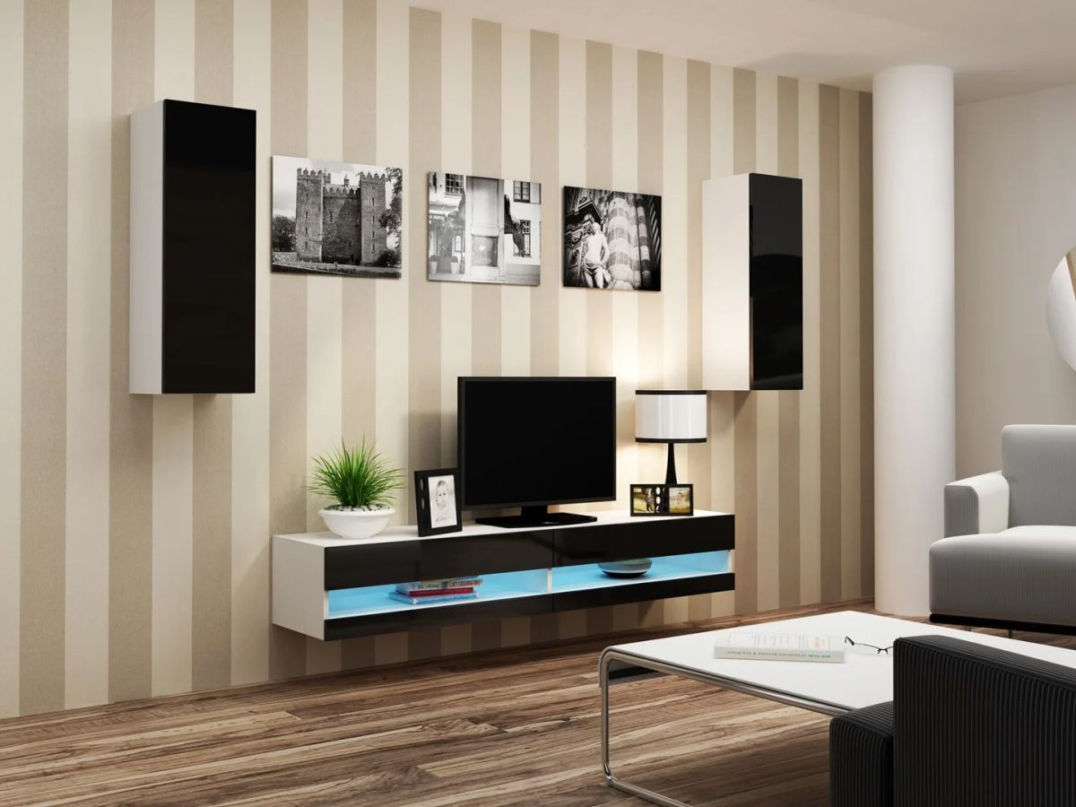 Cama Living room cabinet set VIGO NEW 10 white/black gloss