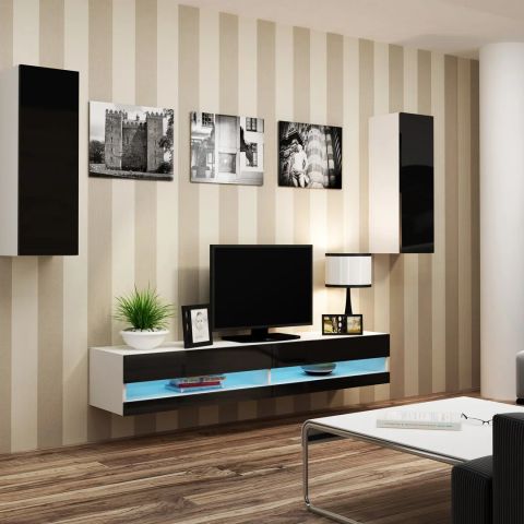 Cama Living room cabinet set VIGO NEW 10 white/black gloss