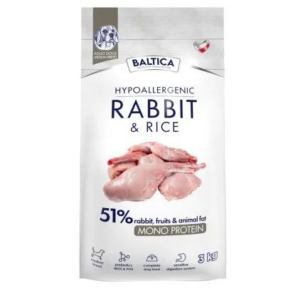 BALTICA Nutraceutic Hypoallergenic M Rabbit with rice - dry dog food - 3kg