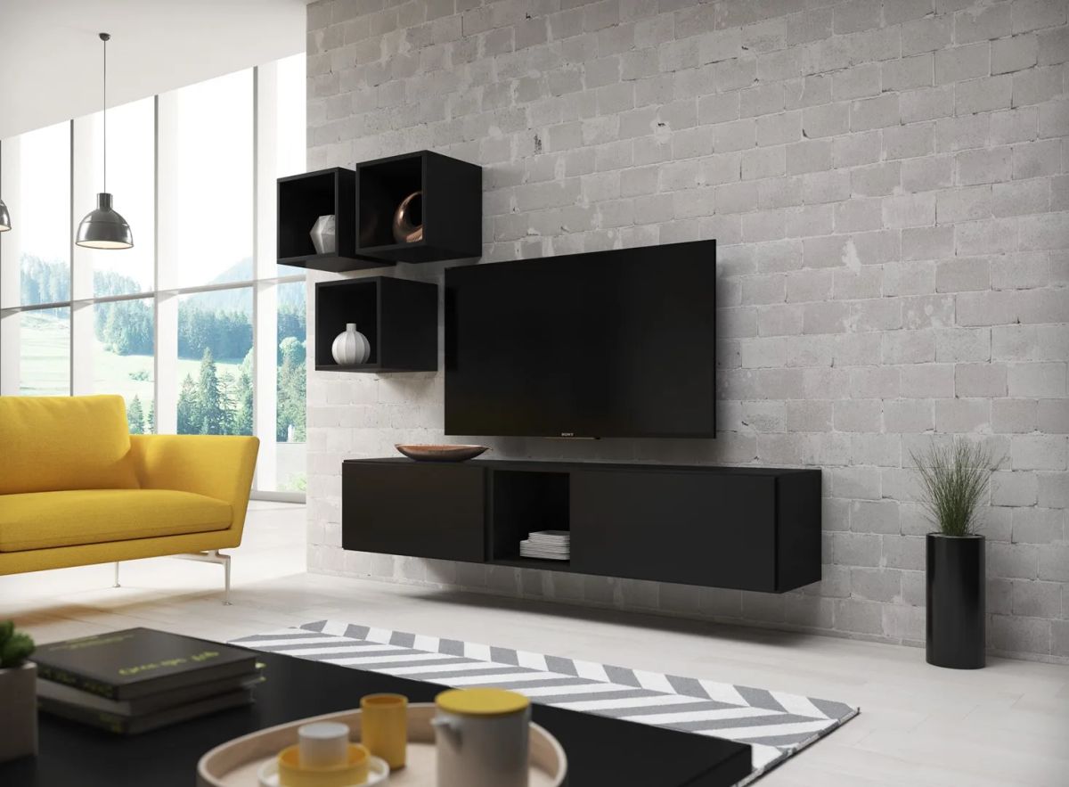 Cama living room furniture set ROCO 8 (2xRO3 + 4xRO6) black/black/black