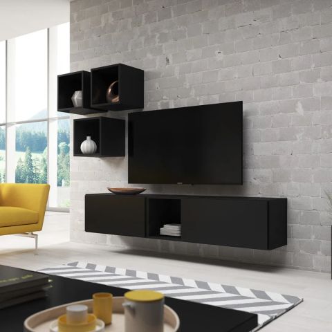 Cama living room furniture set ROCO 8 (2xRO3 + 4xRO6) black/black/black
