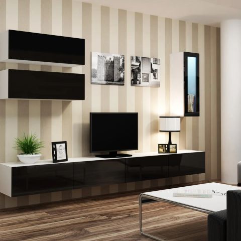 Cama Living room cabinet set VIGO 12 white/black gloss