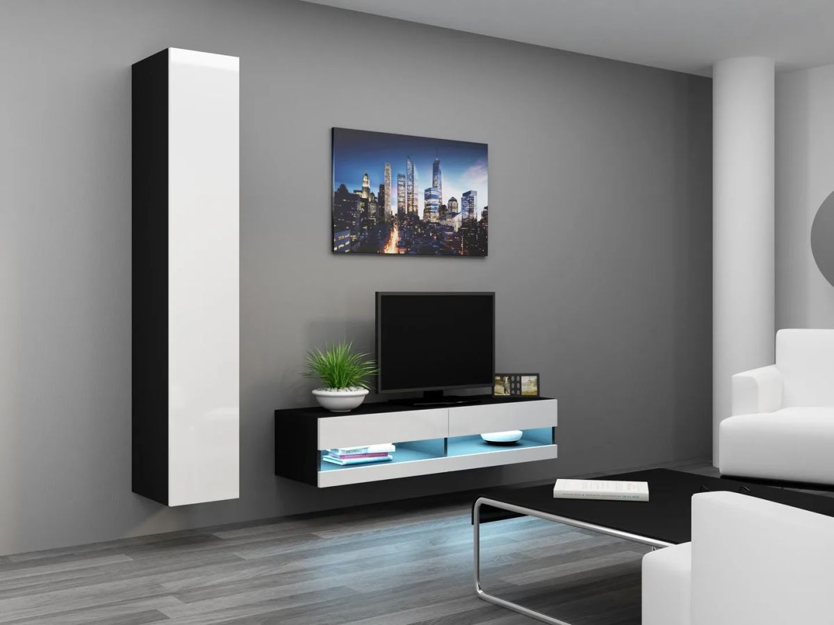 Cama Living room cabinet set VIGO NEW 13 black/white gloss