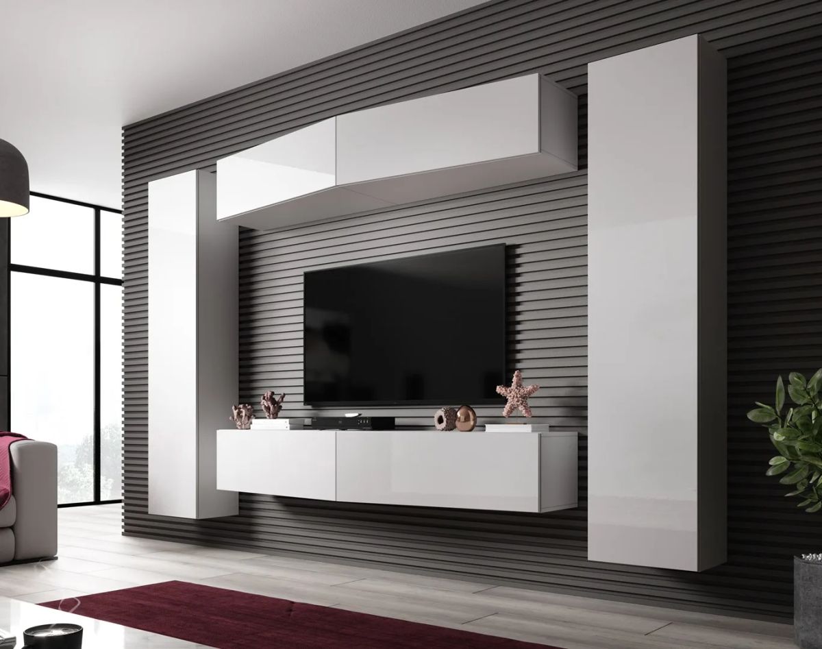 Cama Living room cabinet set VIGO SLANT 7 white/white gloss