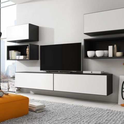 Cama living room furniture set ROCO 3 (2xRO3+2xRO4+2xRO1) black/black/white