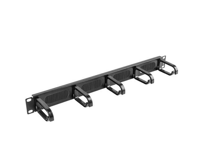 Lanberg 19" cable management brush panel 5 rings type B 1U | AK-1203-B | Black