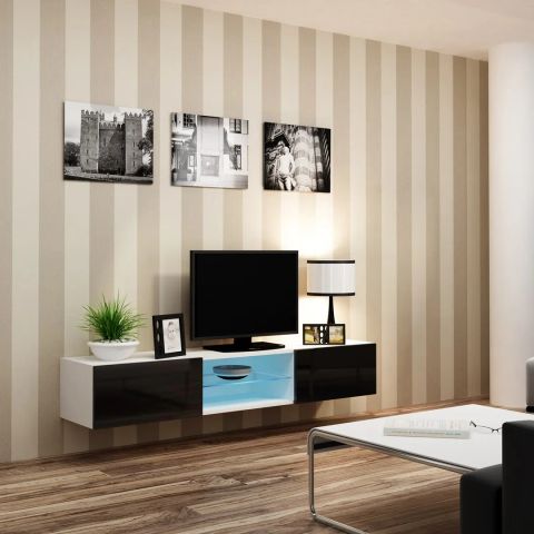 Cama TV stand VIGO GLASS 30/180/40 white/black gloss