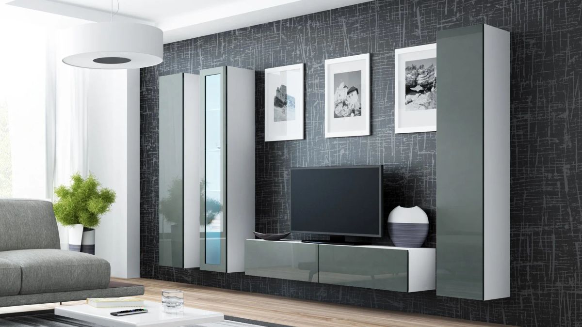 Cama Living room cabinet set VIGO 15 white/grey gloss
