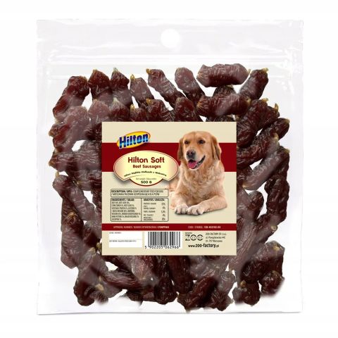 HILTON Soft sausages with beef - dog treat - 500g