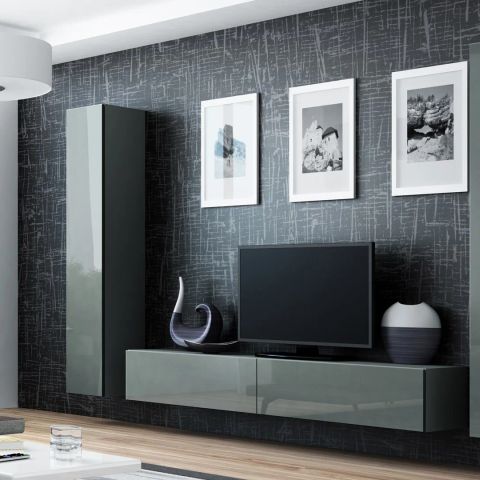 Cama Living room cabinet set VIGO 4 grey/grey gloss