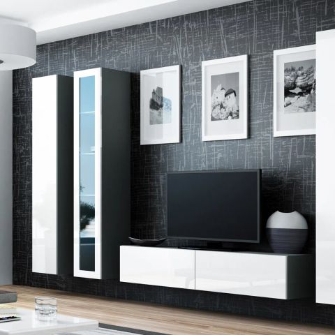 Cama Living room cabinet set VIGO 15 grey/white gloss