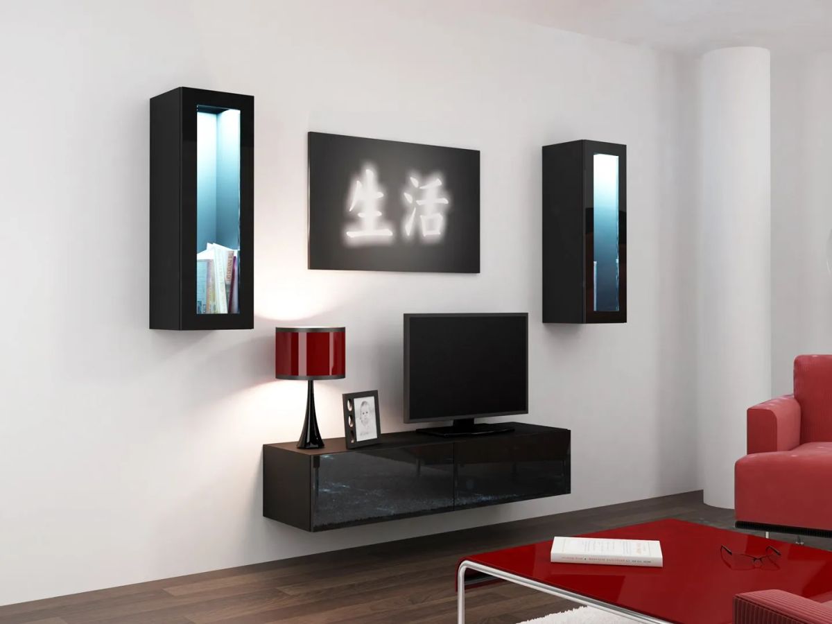 Cama Living room cabinet set VIGO 8 black/black gloss