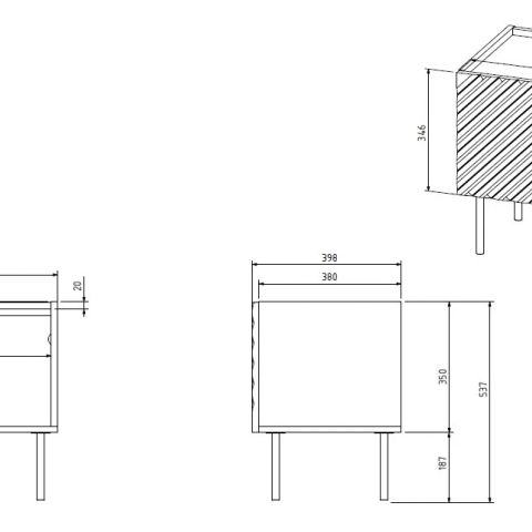 ONDA bedside table 2 pcs. 50x40x54 black