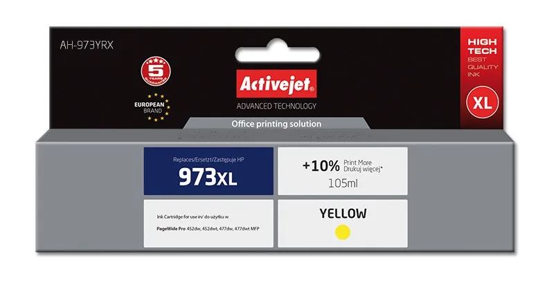 Activejet AH-973YRX ink (replacement for HP 973XL F6T83AE; Premium; 105 ml; yellow)