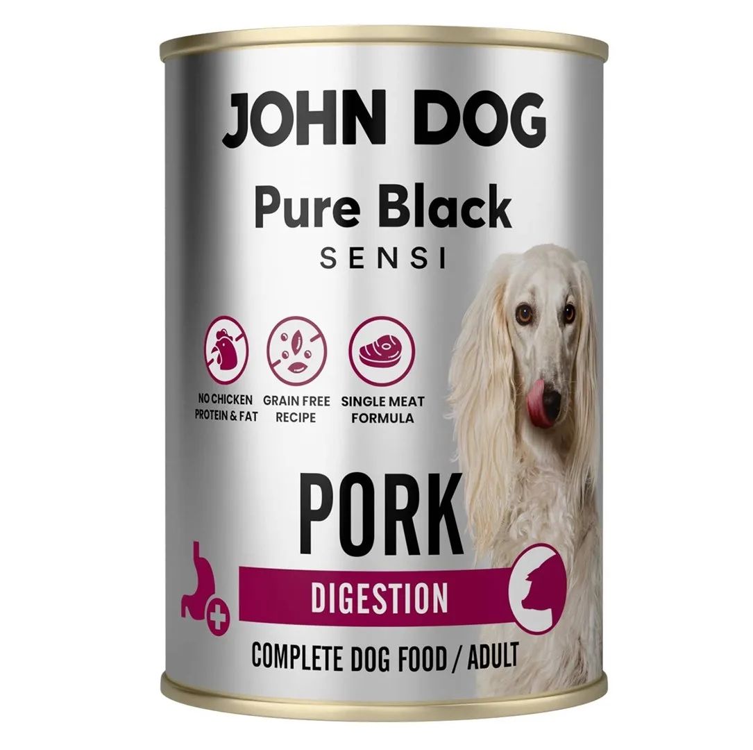 JOHN DOG Pure Black Sensi Digestion Mono Pork - wet dog food - 400g