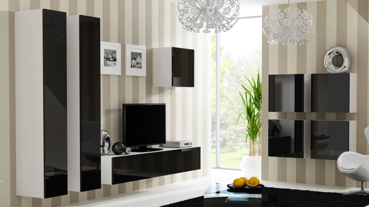 Cama Living room cabinet set VIGO 24 white/black gloss