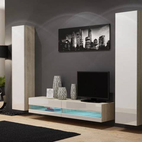 Cama Living room cabinet set VIGO NEW 4 sonoma/white gloss